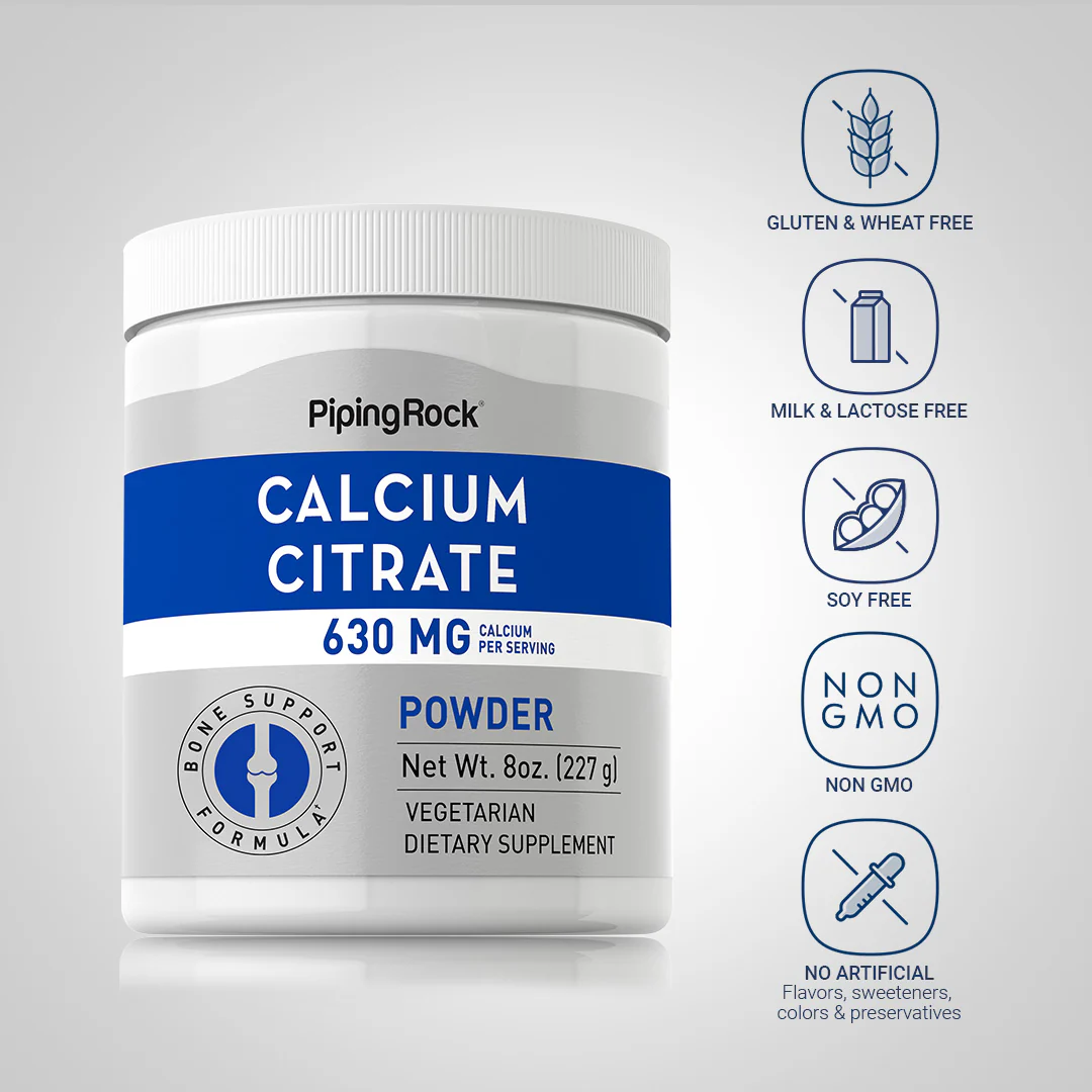Calcium Citrate Powder, 630 mg (per serving), 8 oz (227 g) Bottle - Image 5