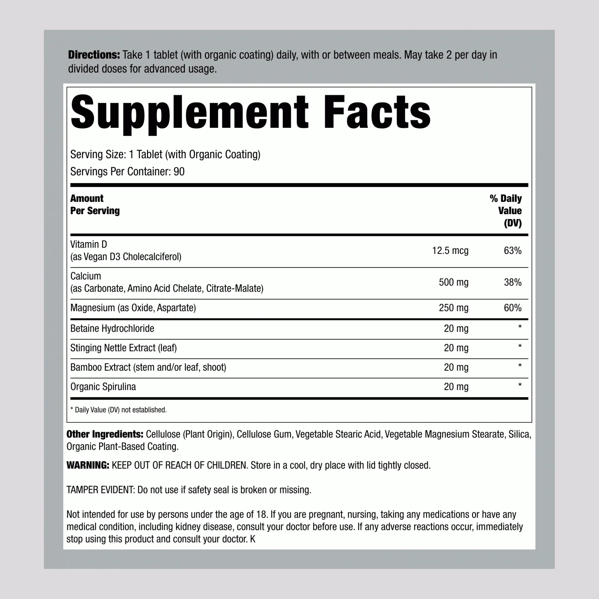 Calcium Magnesium and Vegan D3 + Real Food Nutrients, 90 Vegan Caplets - Image 2