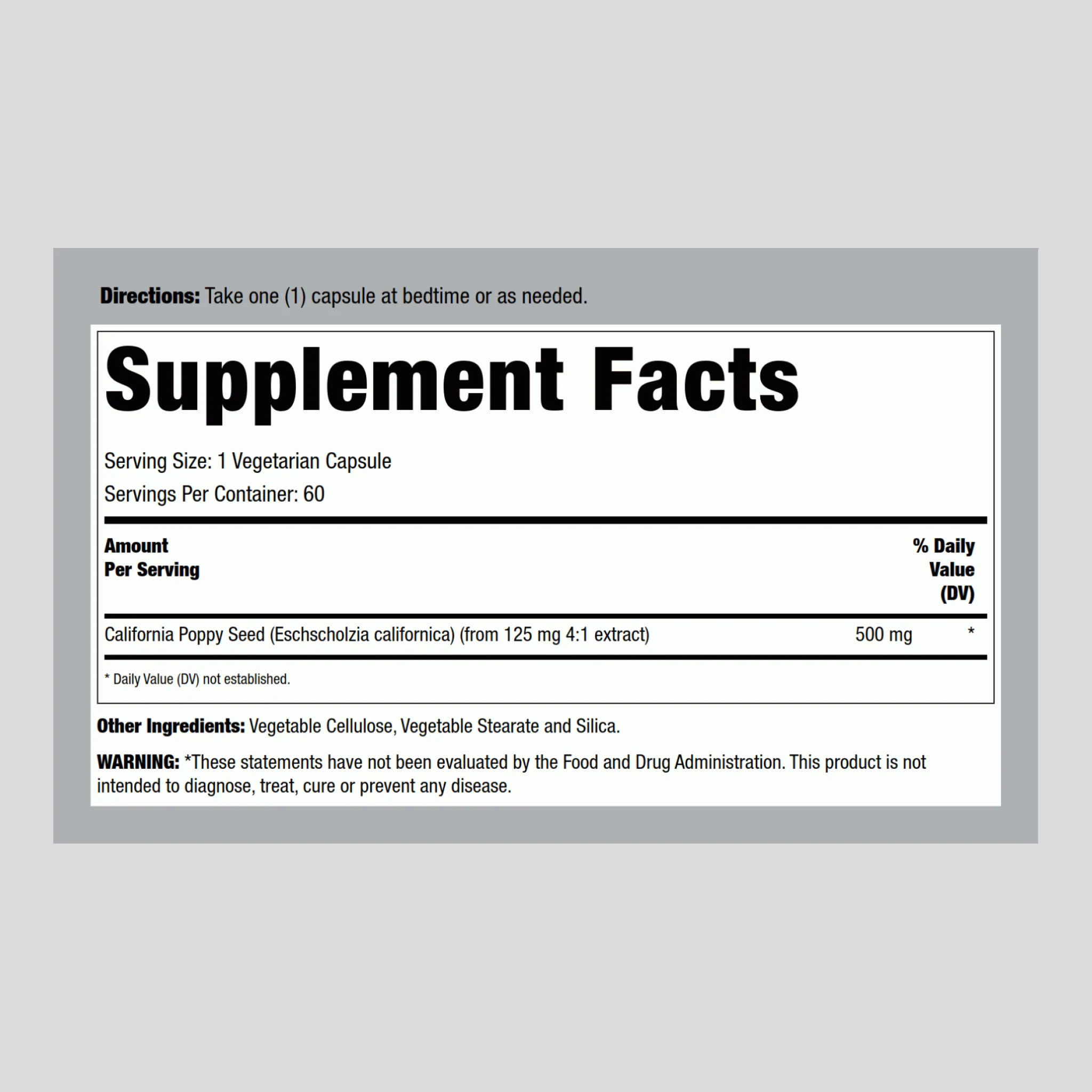 California Poppy Seed, 500 mg, 60 Vegetarian Capsules - Image 2