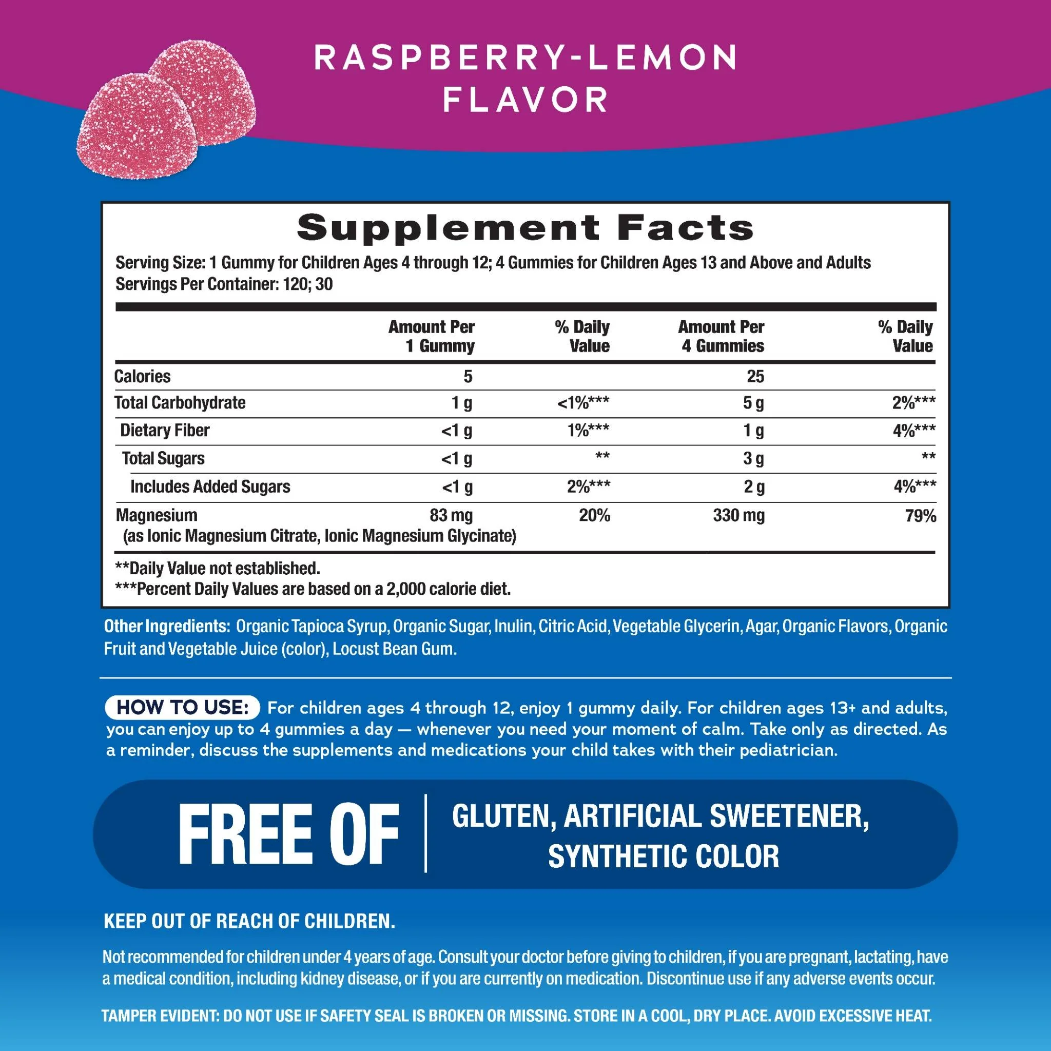 CALM Gummies Raspberry-Lemon Flavor, 120 Tasty Gummies - Image 3