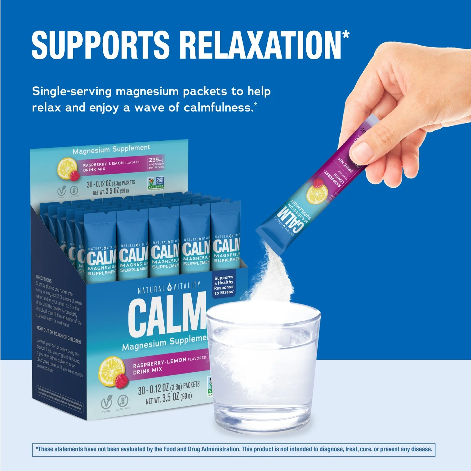 CALM Powder Raspberry-Lemon Stick Packs, 30 Stick Packs - Image 6