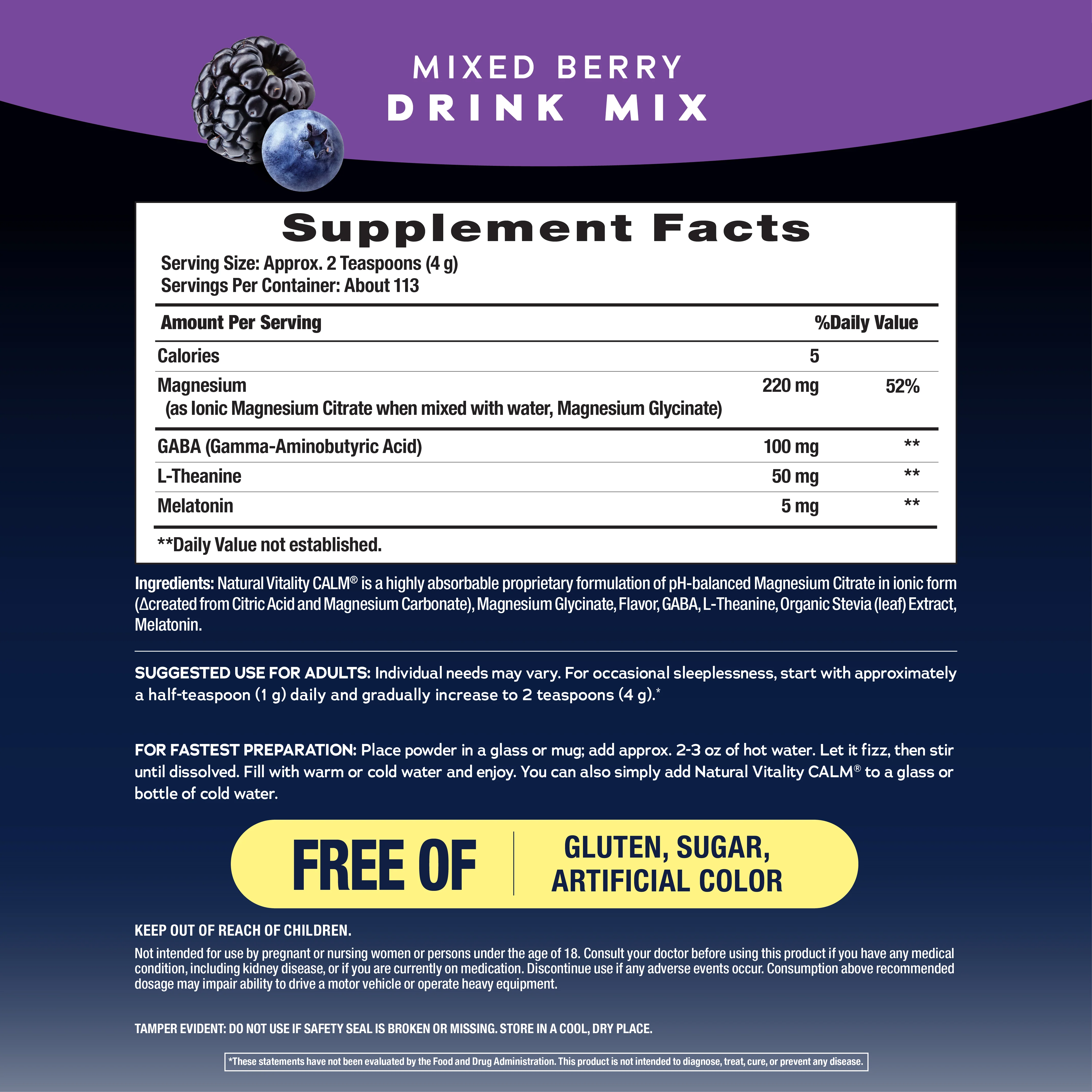 CALM Sleep with Melatonin Powder Wildberry, 16 oz (453 g) - Image 4