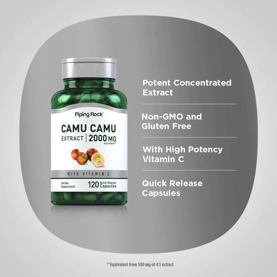 Camu Camu Extract, 2000 mg, 120 Quick Release Capsules, 2  Bottles - Image 4