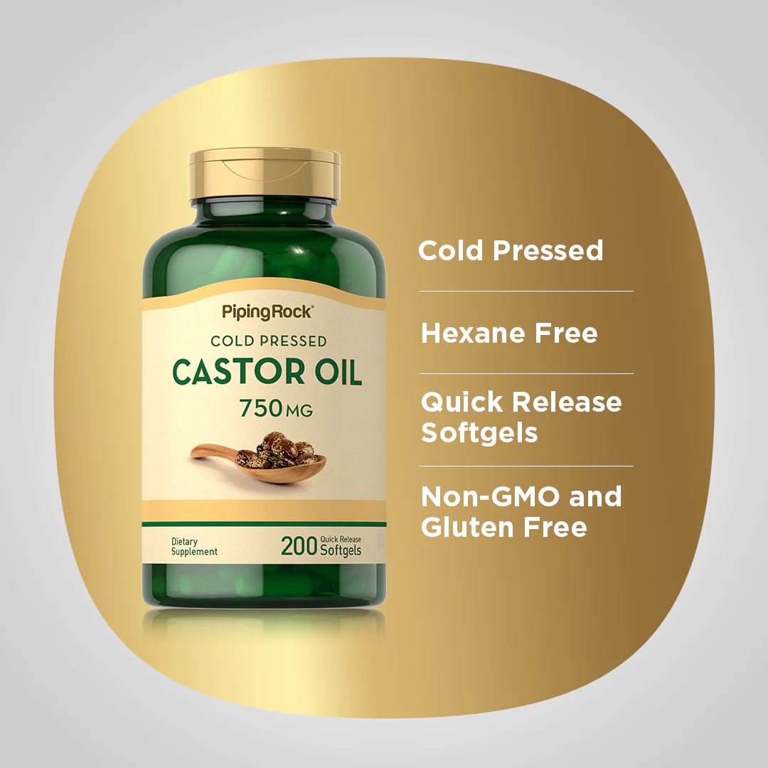 Castor Oil (Cold Pressed), 750 mg, 200 Quick Release Softgels - Image 5
