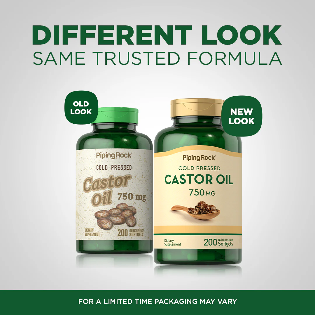 Castor Oil (Cold Pressed), 750 mg, 200 Quick Release Softgels, 2  Bottles - Image 4