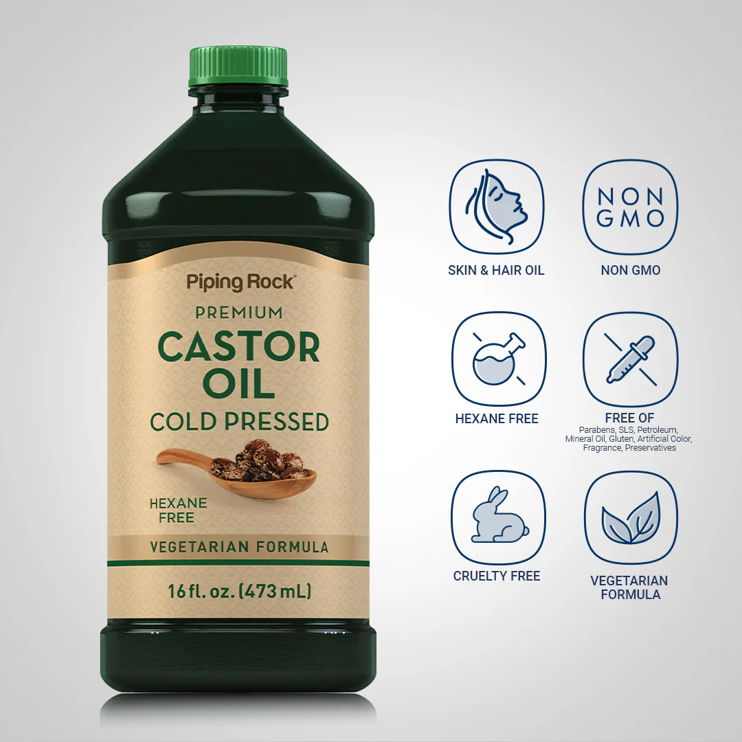 Castor Oil (Cold Pressed) Hexane Free, 16 fl oz (473 mL) Bottle - Image 4