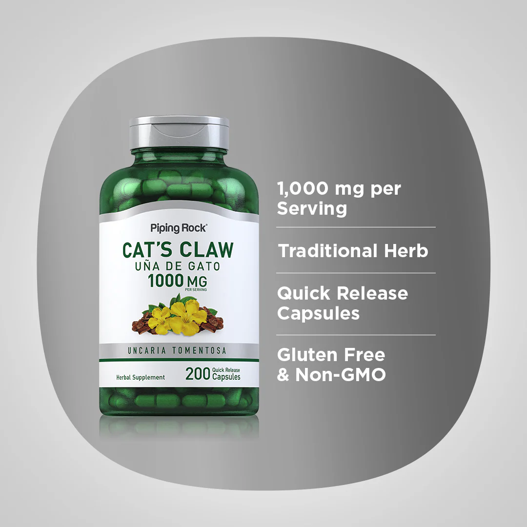 Cat's Claw (Una De Gato), 1000 mg (per serving), 200 Quick Release Capsules, 2  Bottles - Image 4