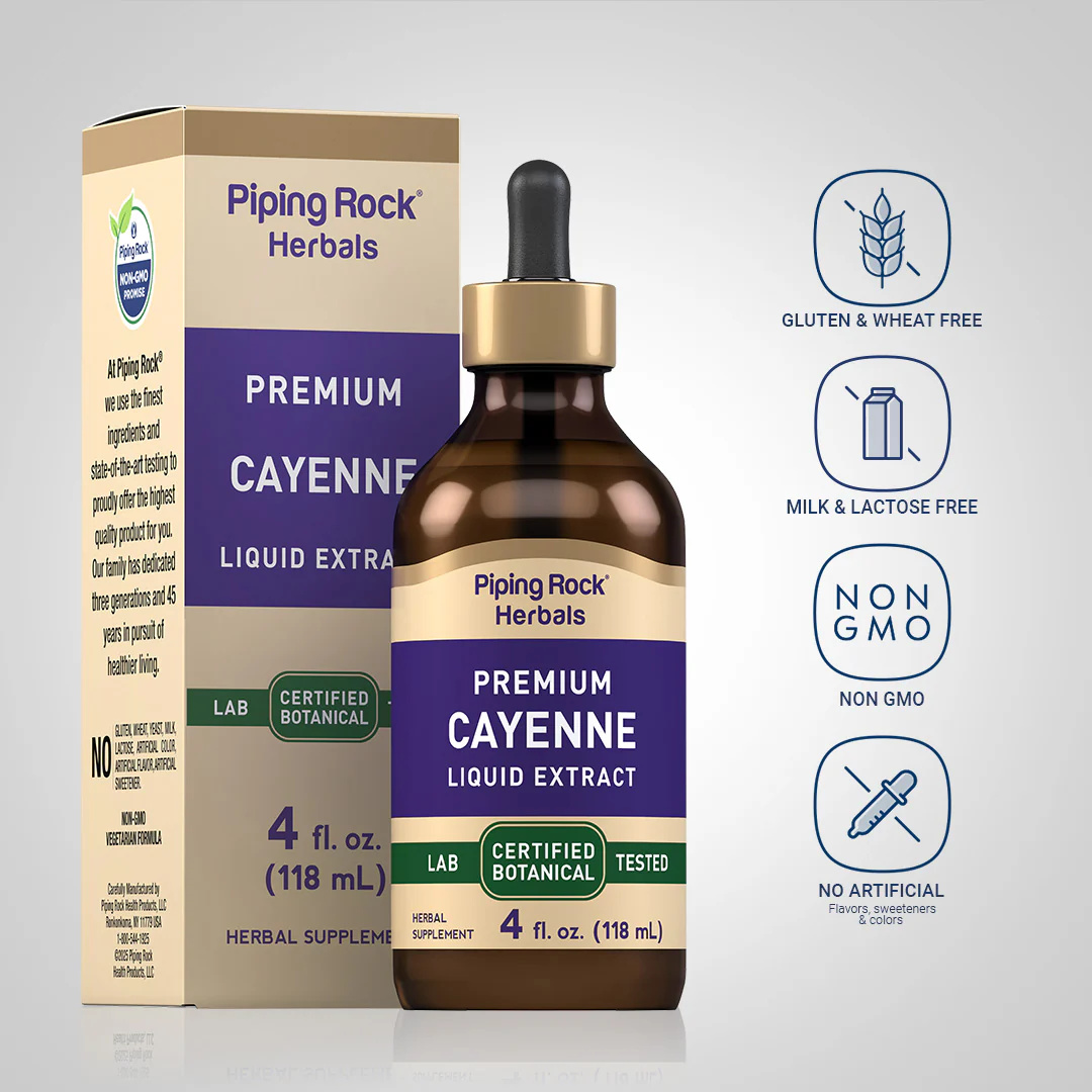 Cayenne Liquid Extract Alcohol Free, 4 fl oz (118 mL) Dropper Bottle - Image 4