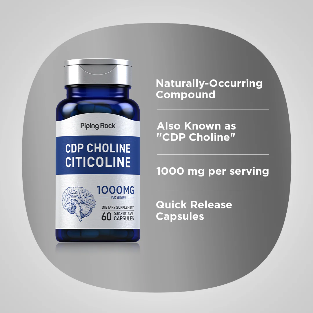 CDP Choline Citicoline, 1000 mg (per serving), 60 Quick Release Capsules, 2  Bottles - Image 4