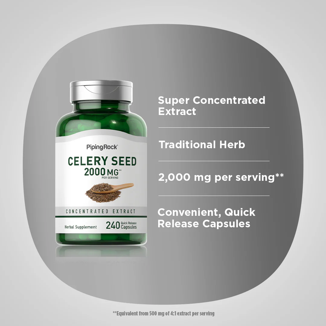 Celery Seed, 2000 mg (per serving), 240 Quick Release Capsules - Image 5