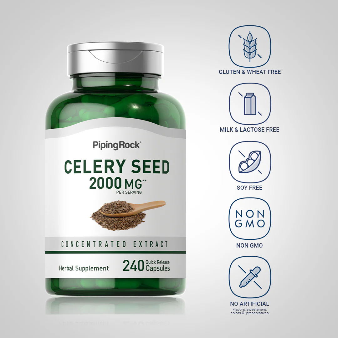 Celery Seed, 2000 mg (per serving), 240 Quick Release Capsules - Image 6