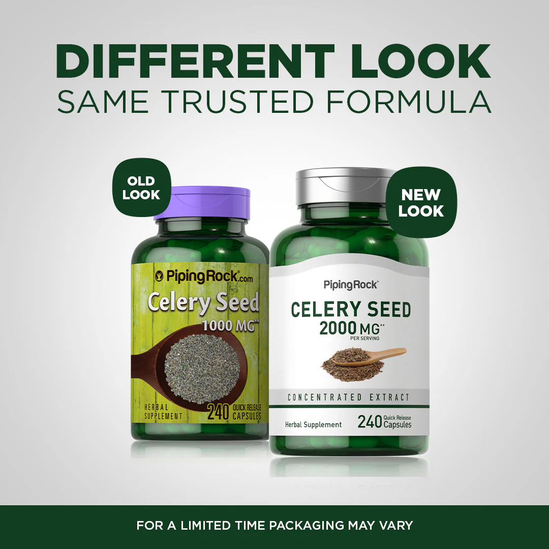 Celery Seed, 2000 mg (per serving), 240 Quick Release Capsules, 2  Bottles - Image 4