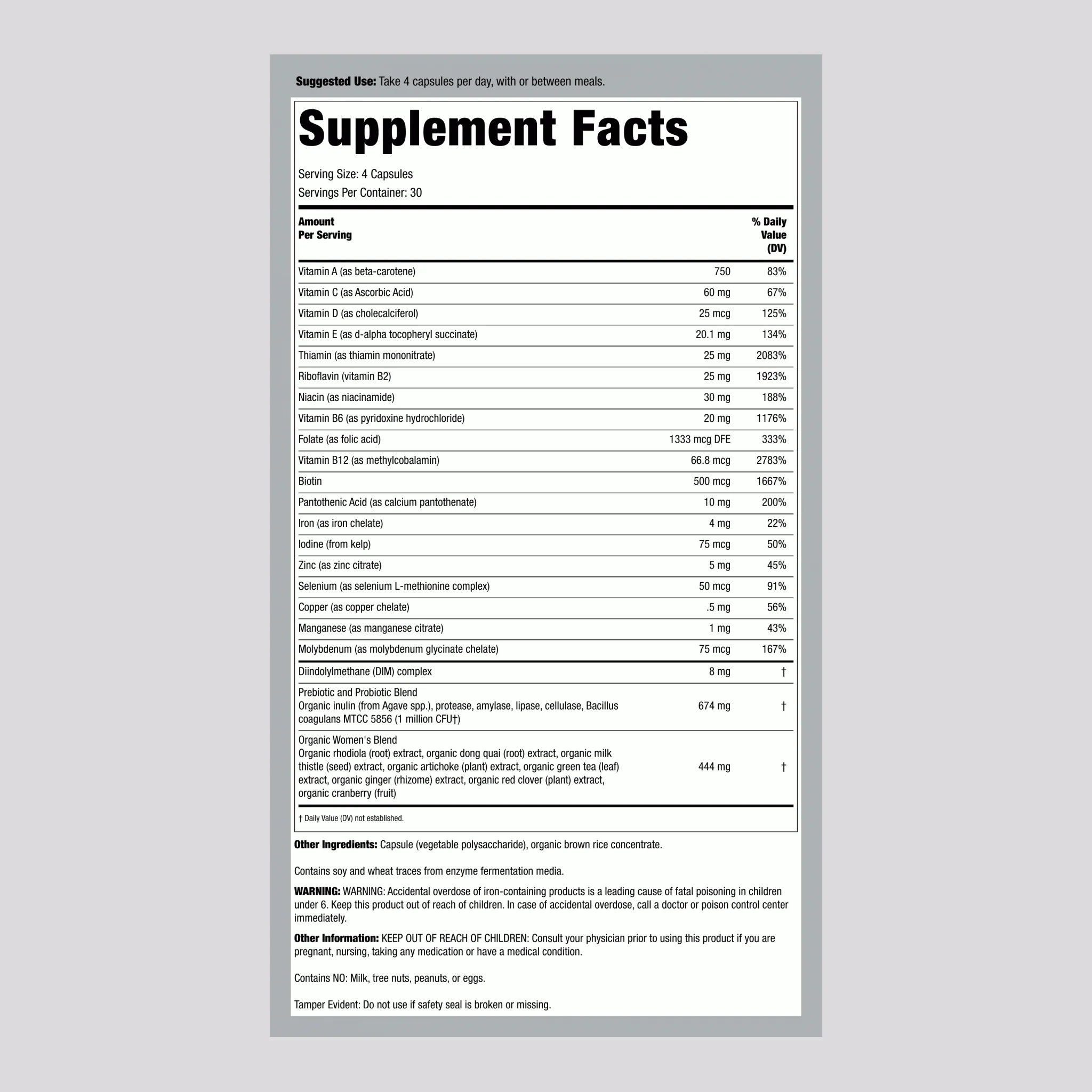 Certified Women's + Real Food Nutrients Multi, 120 Vegetarian Capsules - Image 2