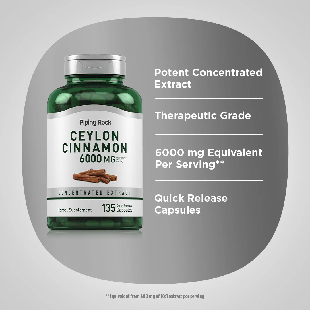 Ceylon Cinnamon, 6000 mg (per serving), 135 Quick Release Capsules, 2  Bottles - Image 4