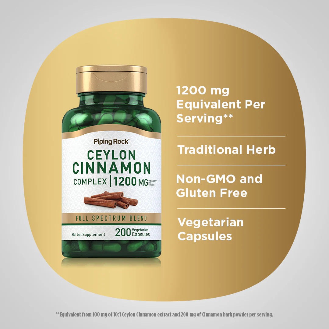 Ceylon Cinnamon Complex, 1200 mg (per serving), 200 Vegetarian Capsules, 2  Bottles - Image 4