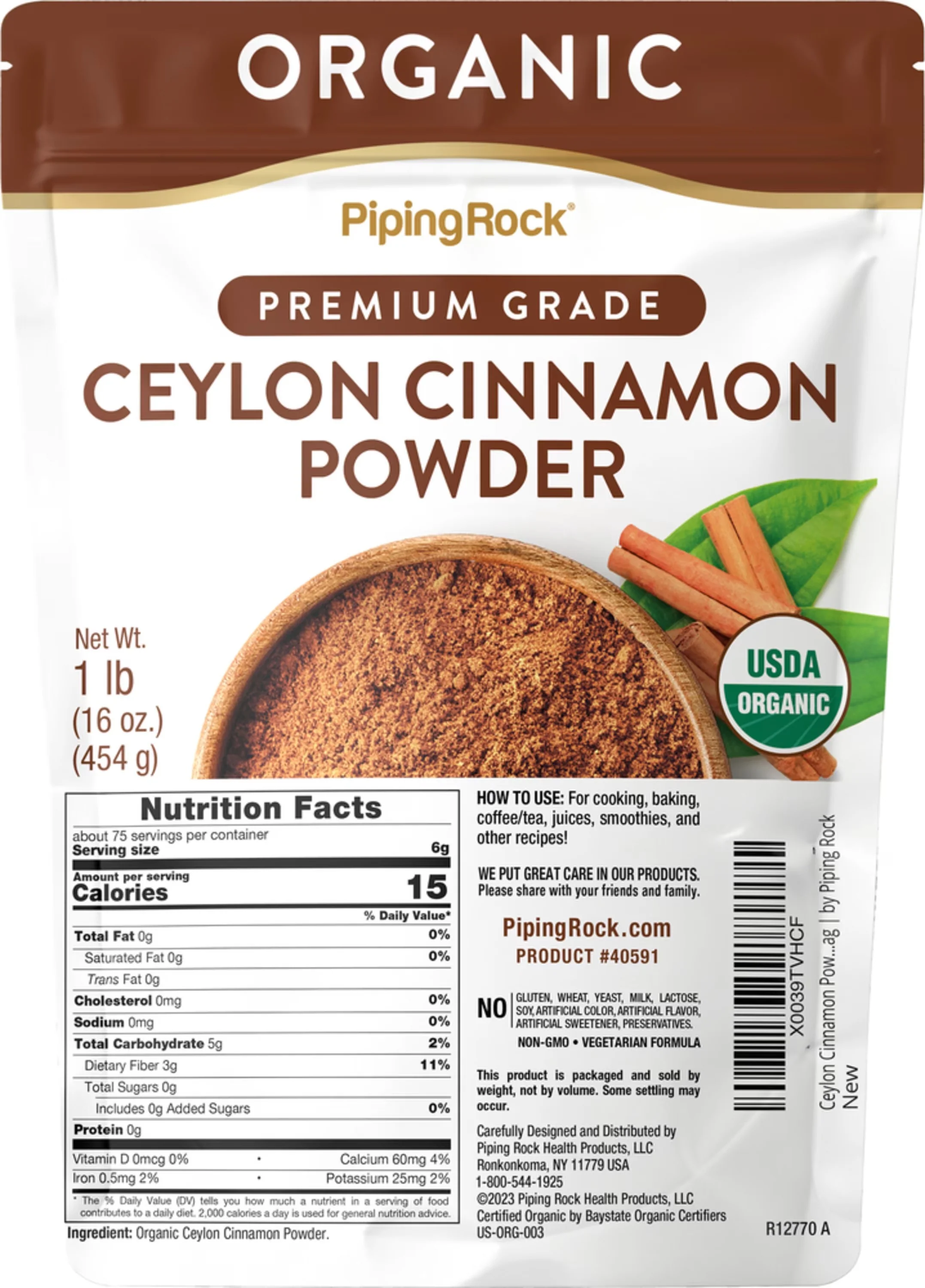 Ceylon Cinnamon Powder (Organic), 1 lb (454 g) Bag - Image 7