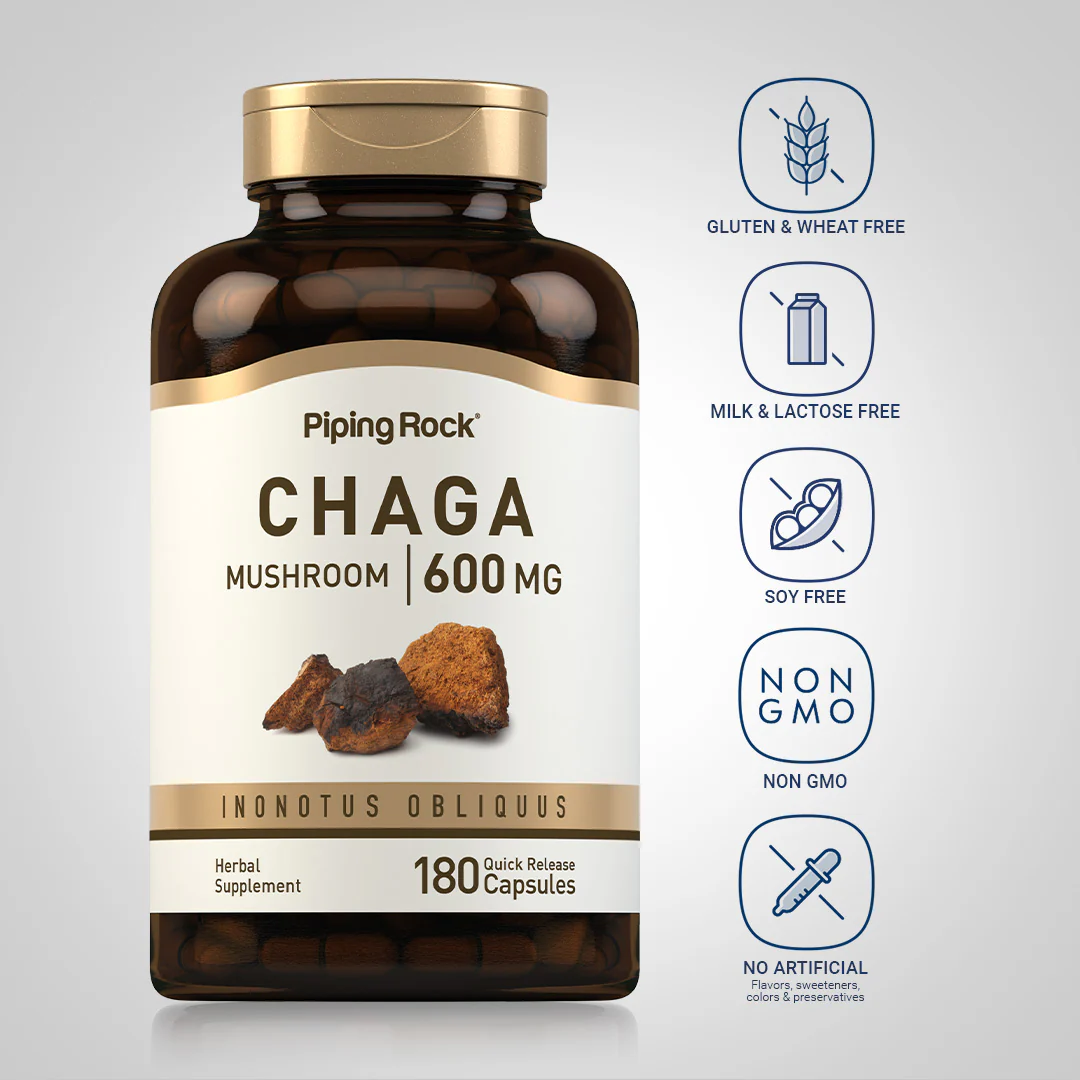 Chaga Mushroom, 600 mg, 180 Quick Release Capsules, 2  Bottles - Image 5