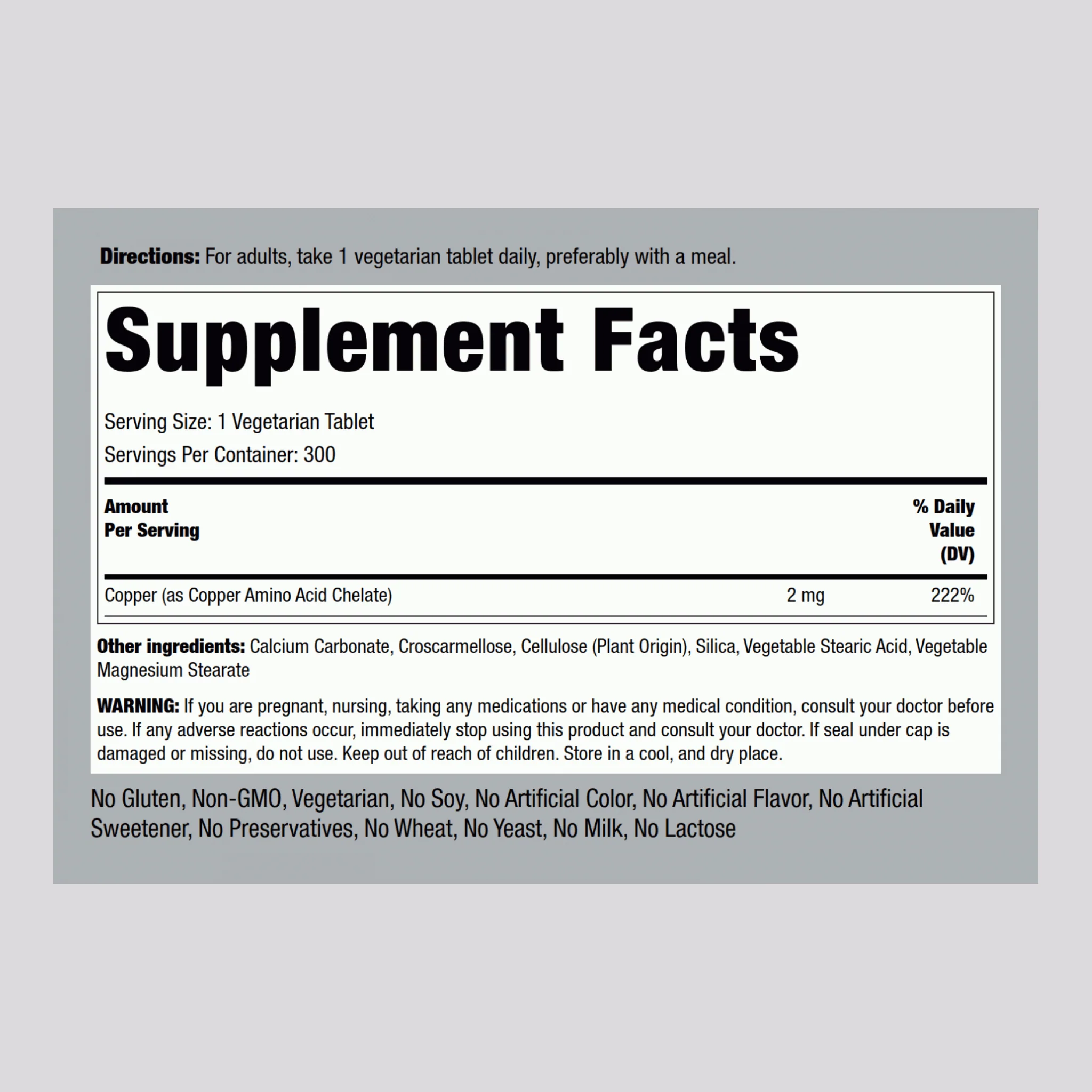 Chelated Copper (Amino Acid Chelate), 2 mg, 300 Tablets - Image 2