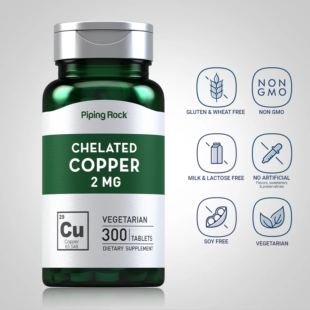 Chelated Copper (Amino Acid Chelate), 2 mg, 300 Tablets - Image 4
