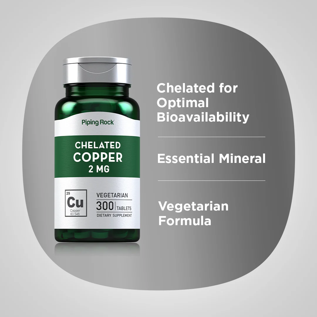 Chelated Copper (Amino Acid Chelate), 2 mg, 300 Tablets, 2  Bottles - Image 4