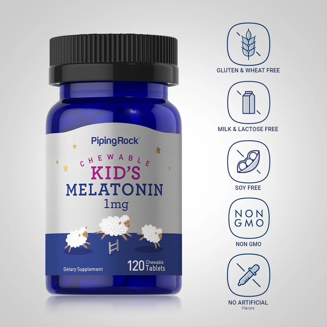 Chewable Kid's Melatonin, 1 mg, 120 Chewable Tablets, 2  Bottles - Image 5