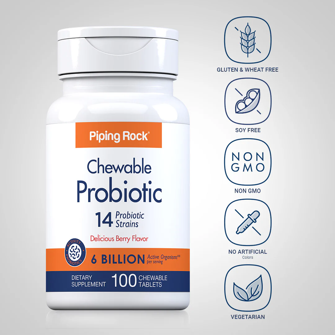 Chewable Probiotic 14 Strains 6 Billion Organisms (Berry), 100 Chewable Tablets - Image 5