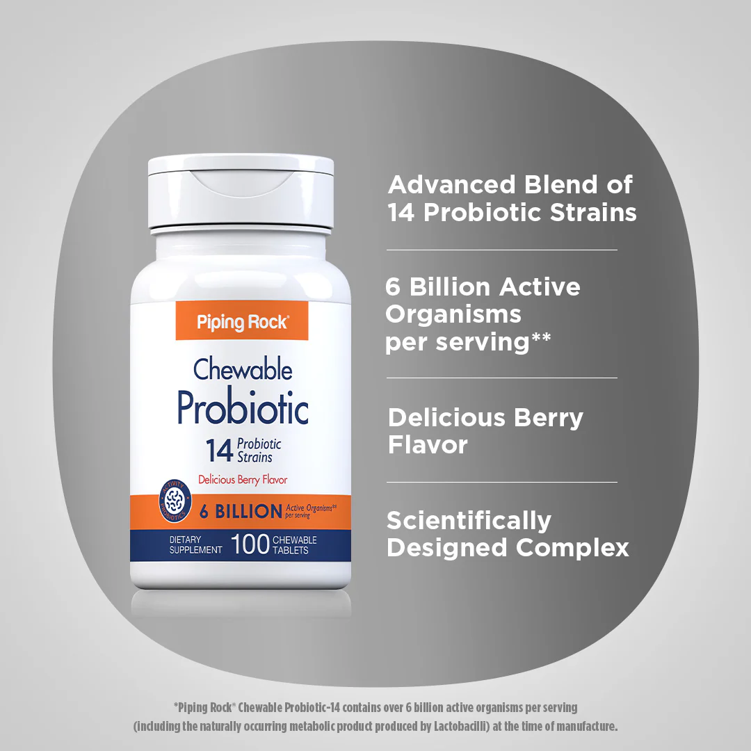 Chewable Probiotic 14 Strains 6 Billion Organisms (Berry), 100 Chewable Tablets, 2  Bottles - Image 4