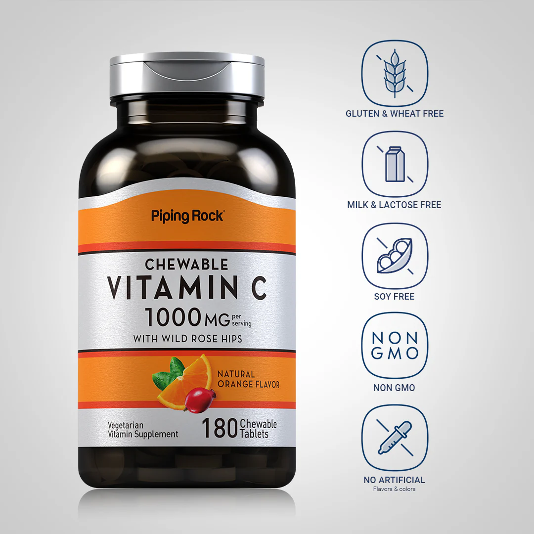 Chewable Vitamin C (Natural Orange), 1000 mg (per serving), 180 Chewable Tablets - Image 4