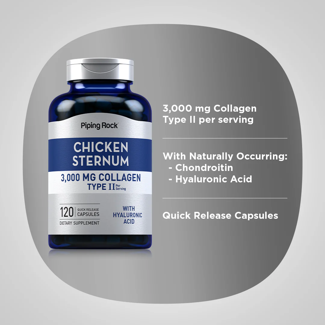 Chicken Sternum Collagen Type II, 3000 mg (per serving), 120 Quick Release Capsules, 2  Bottles - Image 4