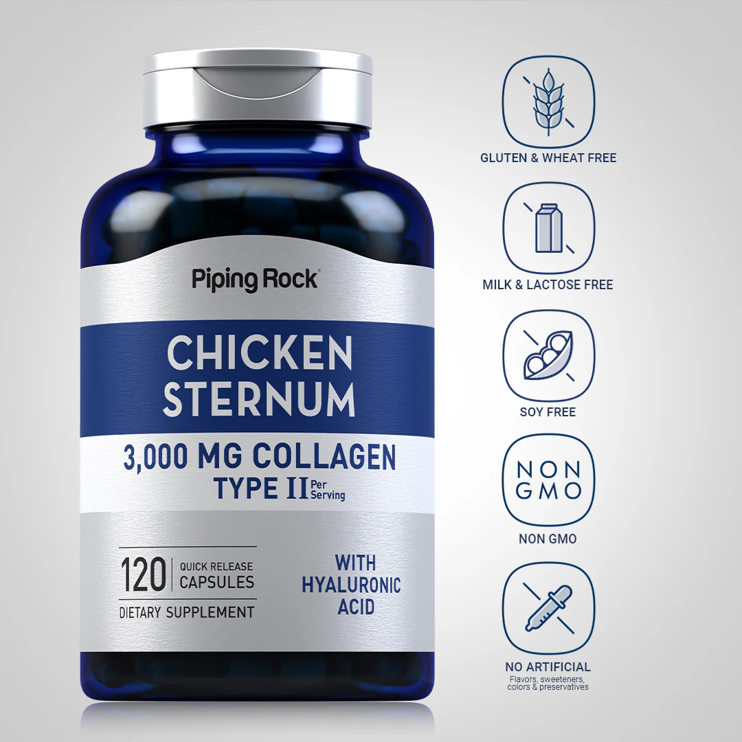 Chicken Sternum Collagen Type II, 3000 mg (per serving), 120 Quick Release Capsules, 2  Bottles - Image 5