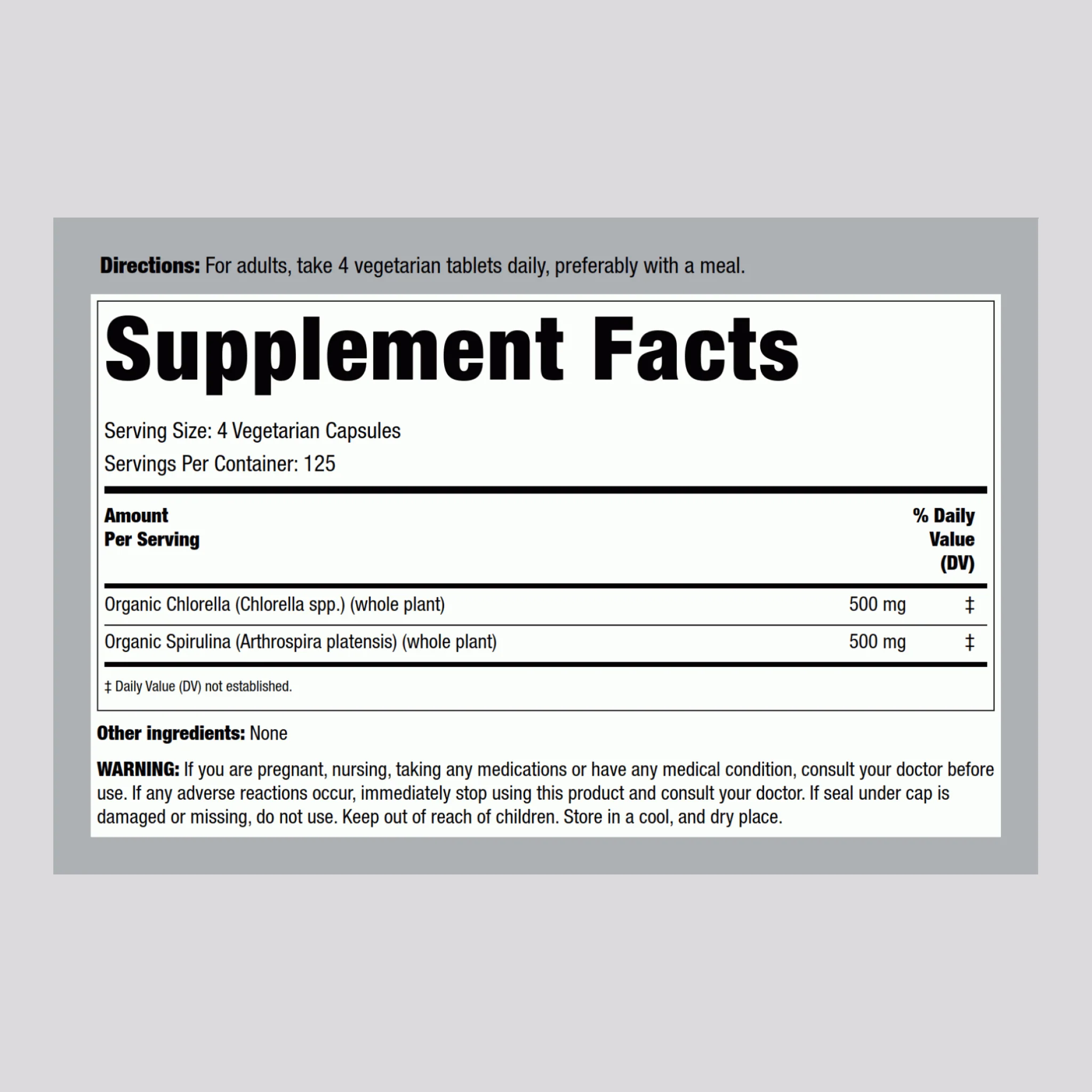 Chlorella Spirulina (Organic), 500 Tablets - Image 2