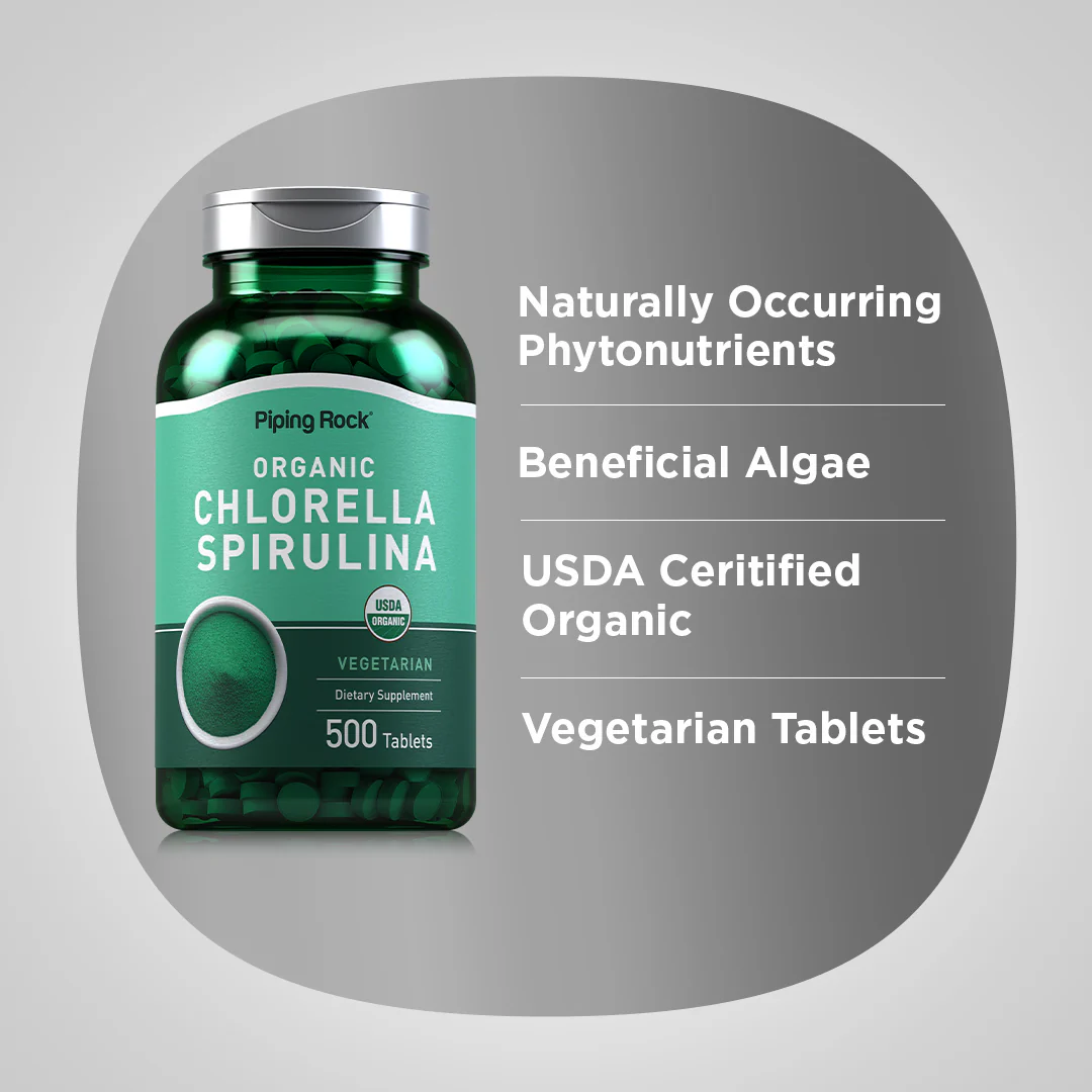 Chlorella Spirulina (Organic), 500 Tablets - Image 3