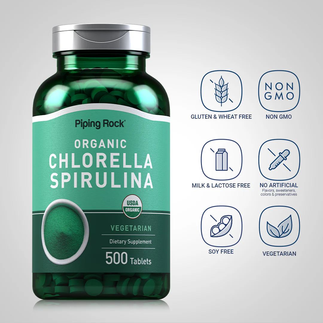 Chlorella Spirulina (Organic), 500 Tablets - Image 4