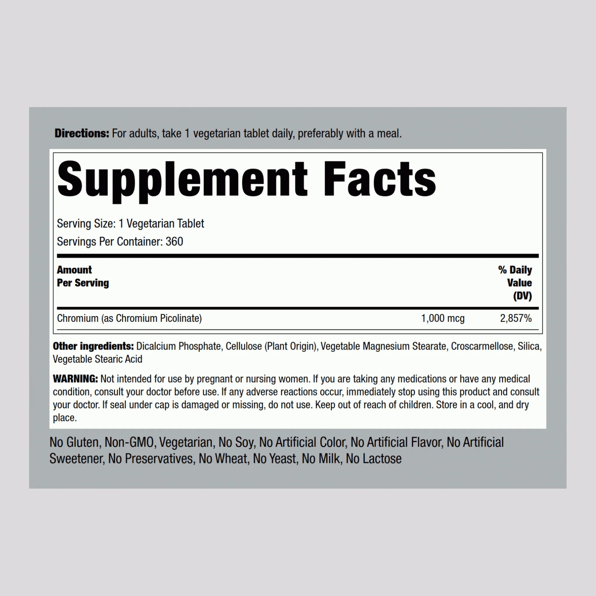 Chromium Picolinate, 1000 mcg, 360 Tablets - Image 2