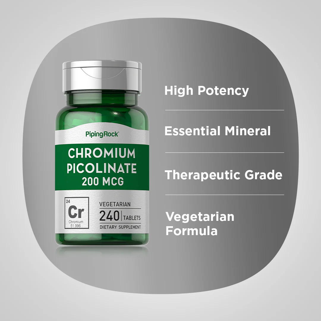 Chromium Picolinate, 200 mcg, 240 Tablets, 2  Bottles - Image 4