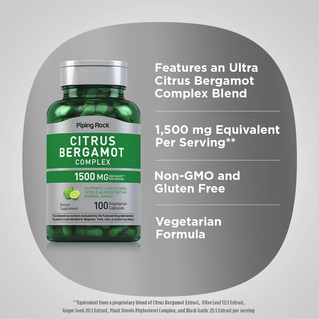 Citrus Bergamot Complex, 1500 mg (per serving), 100 Vegetarian Capsules - Image 3