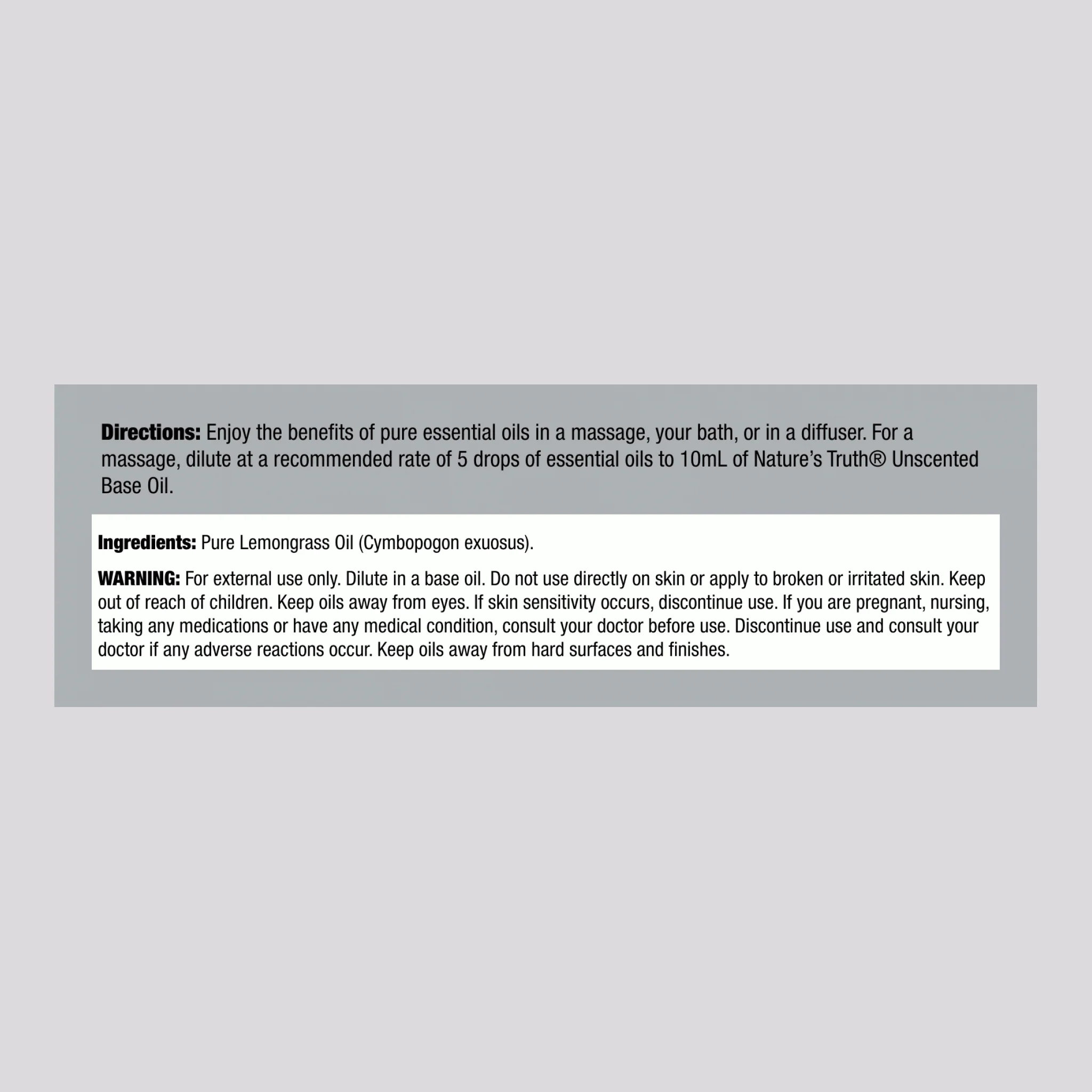 Cleansing Lemongrass Pure Essential Oil, 15 mL (0.51 fl oz) Dropper Bottle - Image 2