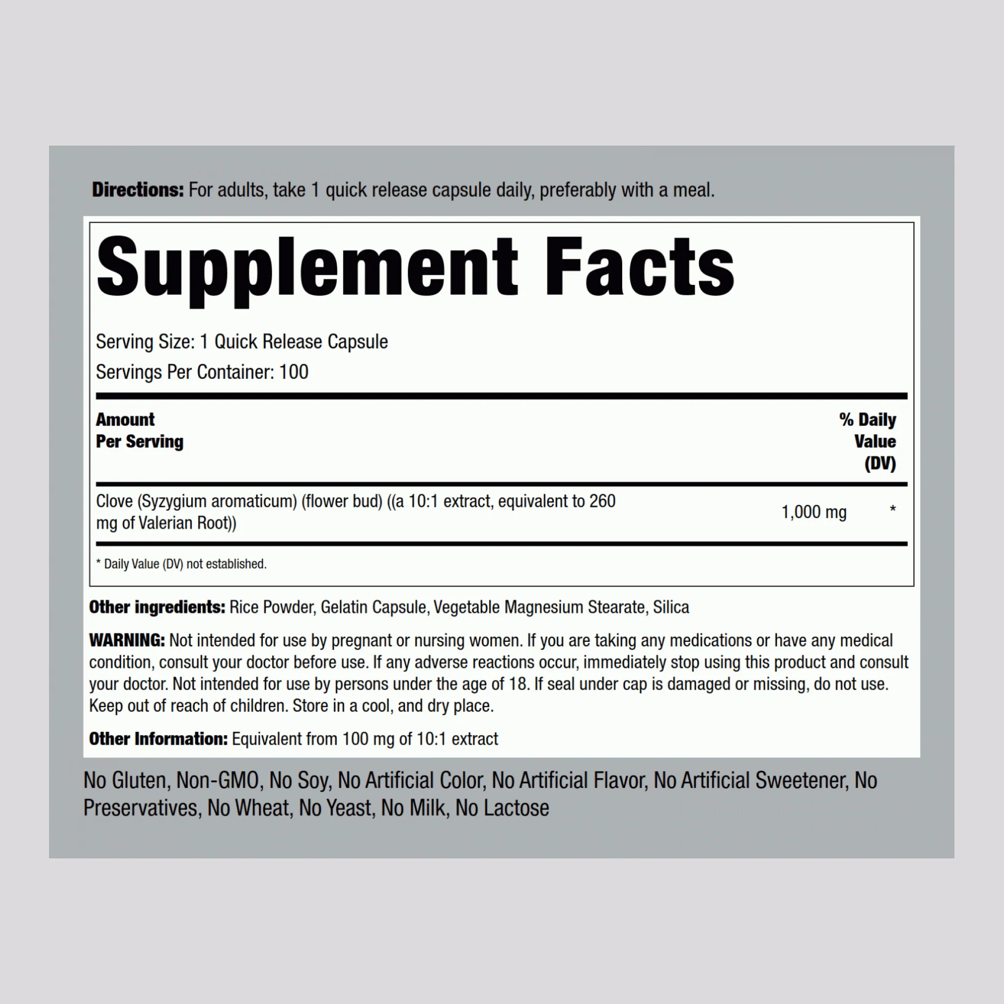 Cloves, 1000 mg, 100 Quick Release Capsules, 2  Bottles - Image 2