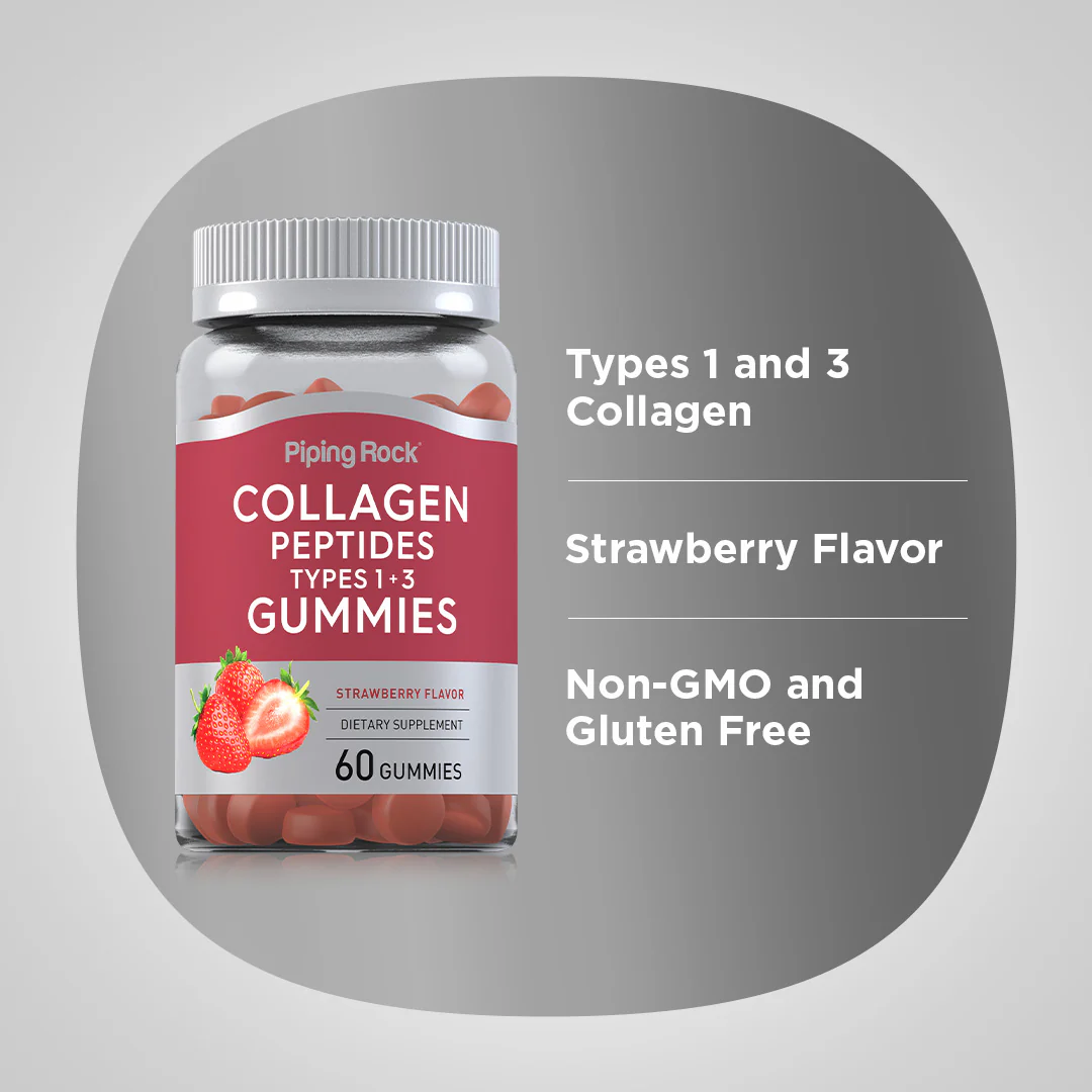 Collagen Type 1 & 3 (Strawberry), 60 Gummies, 2  Bottles - Image 3