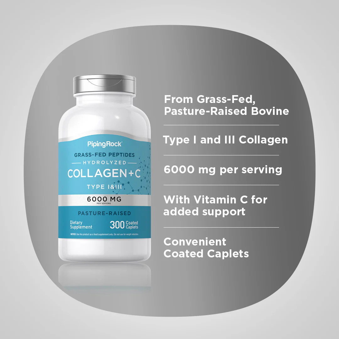 Collagen Type I & III, 6000 mg (per serving), 300 Coated Caplets - Image 4