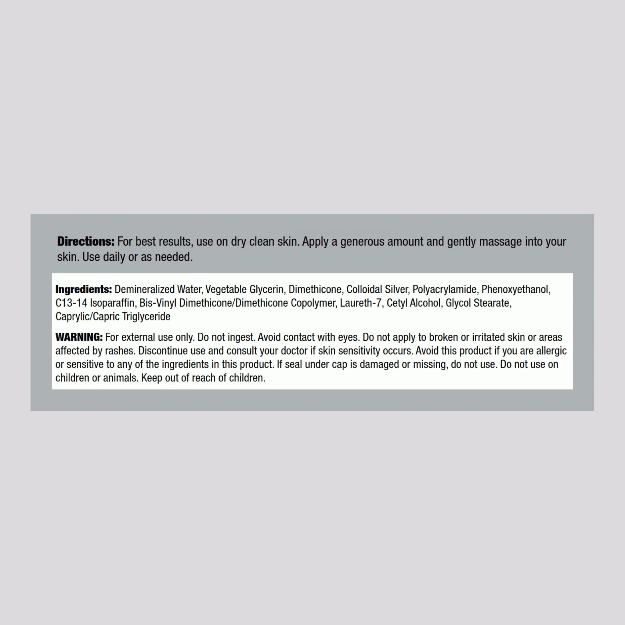 Colloidal Silver Gel Cream, 4 oz Jar - Image 3