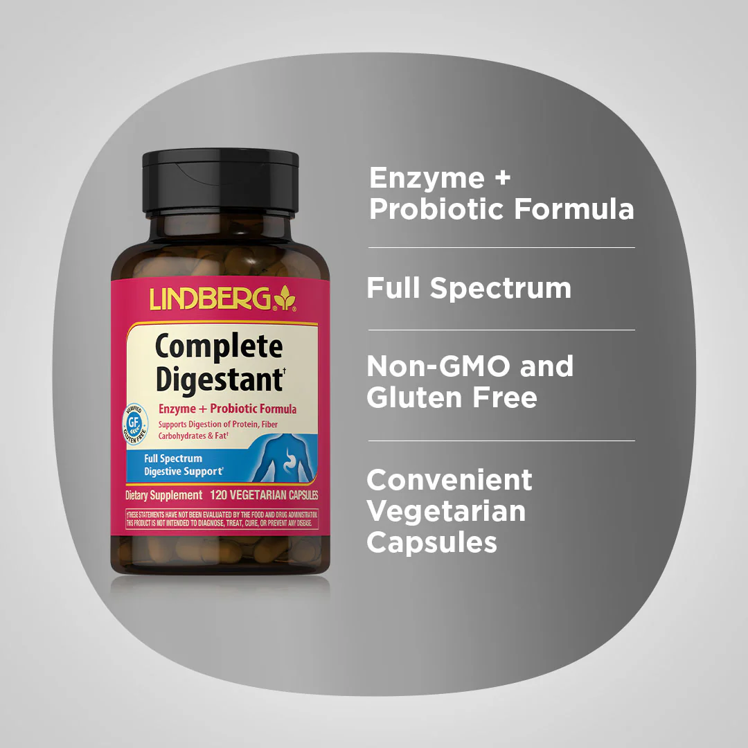 Complete Digestant Multi Enzyme + Probiotic, 120 Vegetarian Capsules - Image 4