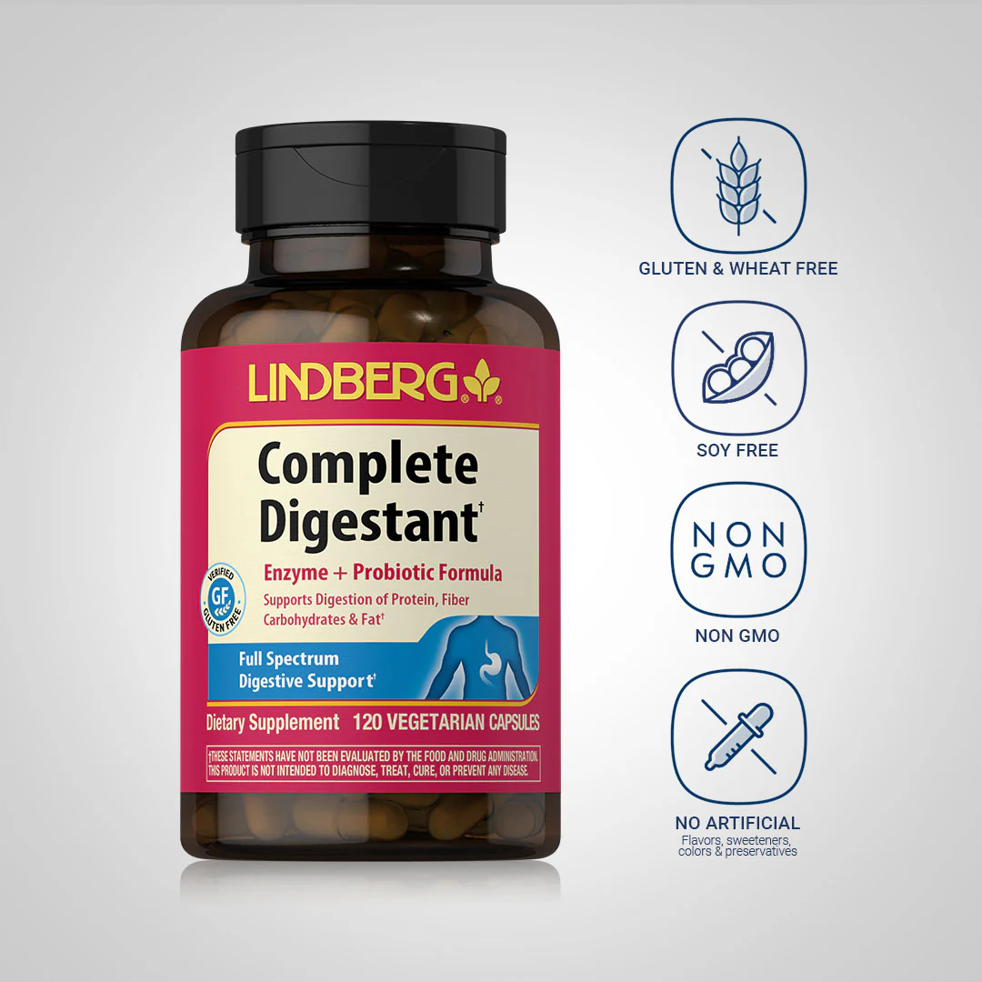 Complete Digestant Multi Enzyme + Probiotic, 120 Vegetarian Capsules, 2  Bottles - Image 4