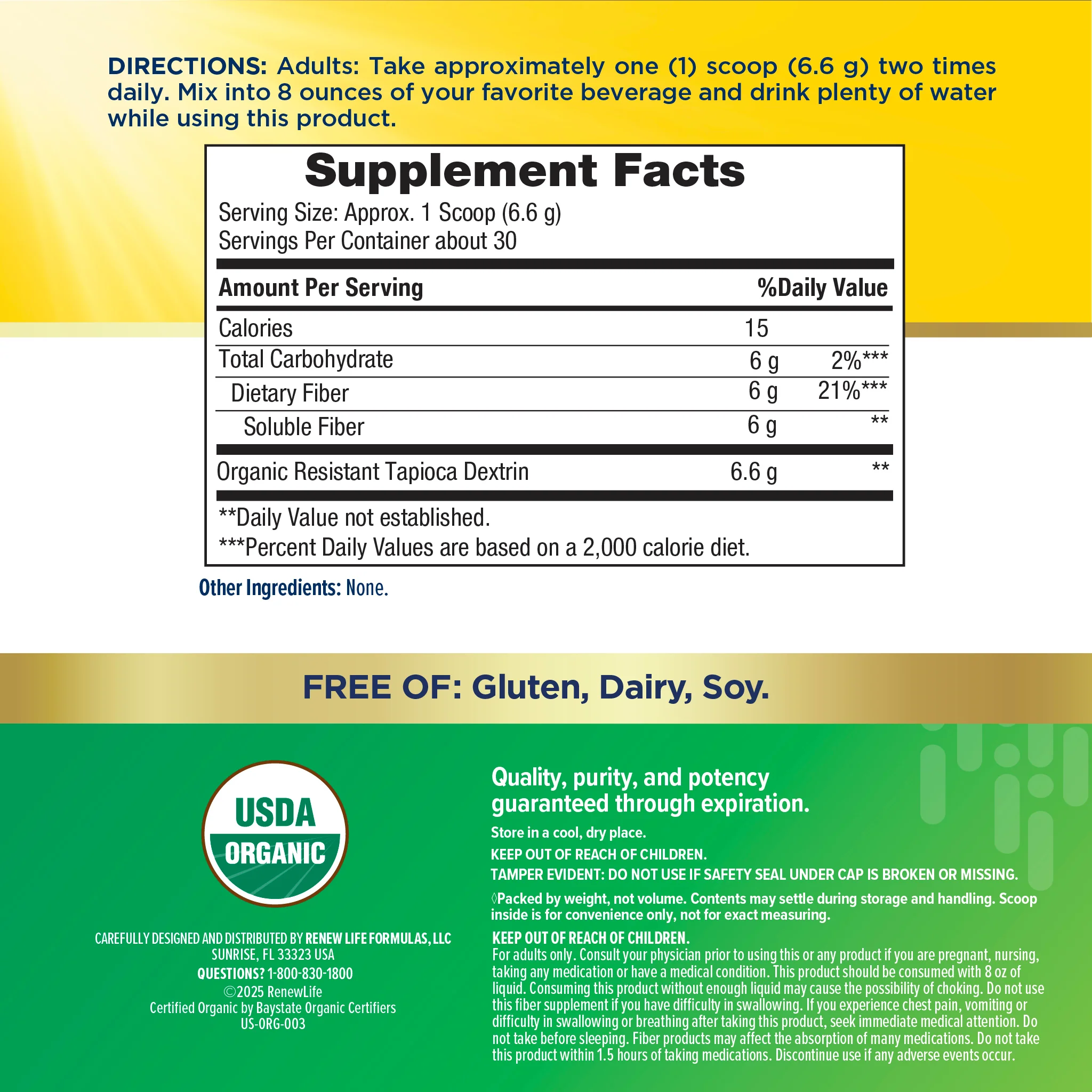 Completely Clear Organic Prebiotic Fiber, 7 oz (198 g) Powder - Image 3