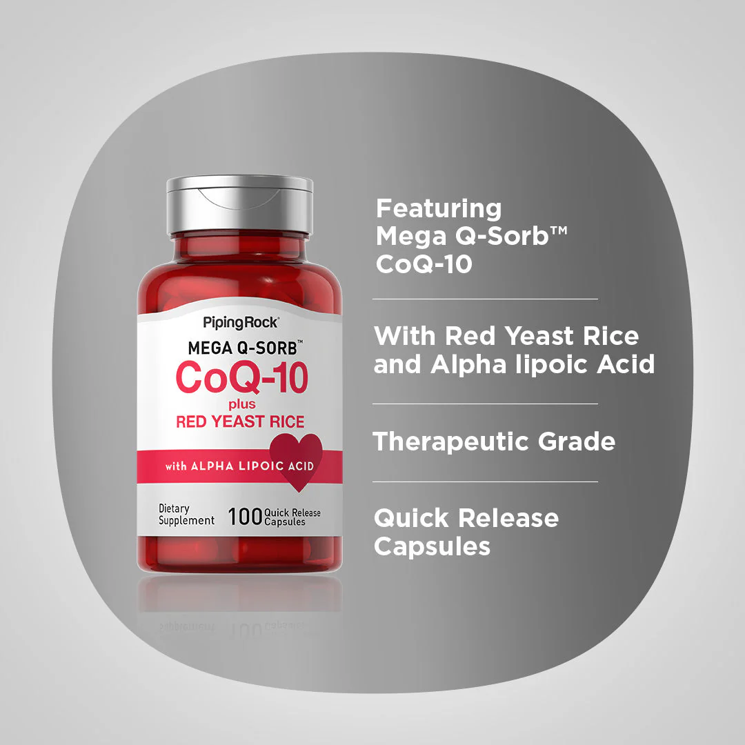 CoQ10 with Red Yeast Rice, 100 Quick Release Capsules, 2  Bottles - Image 4