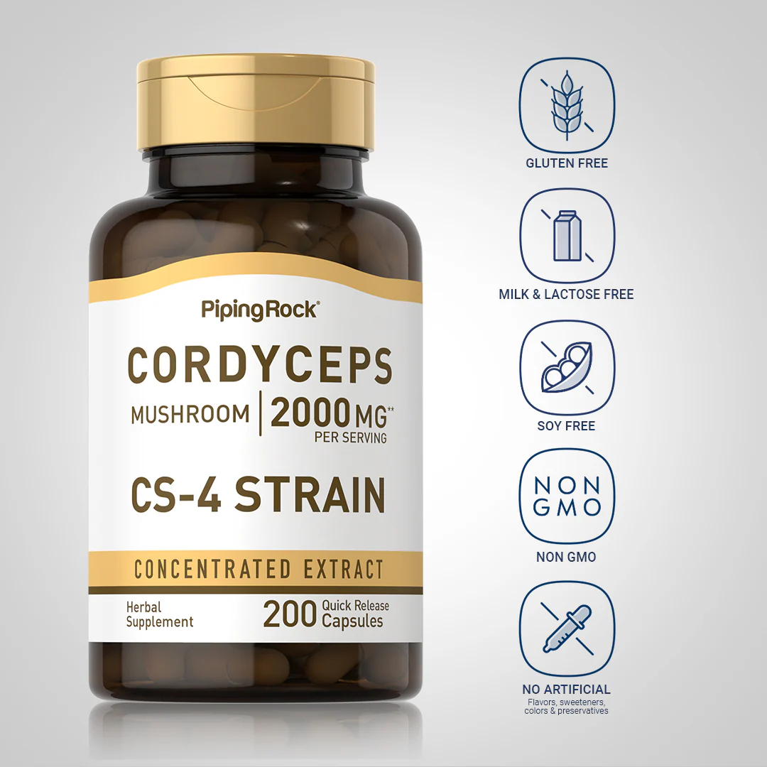 Cordyceps Mushroom, 2000 mg (per serving), 200 Quick Release Capsules - Image 5