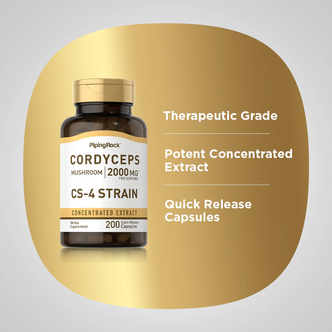 Cordyceps Mushroom, 2000 mg (per serving), 200 Quick Release Capsules, 2  Bottles - Image 4