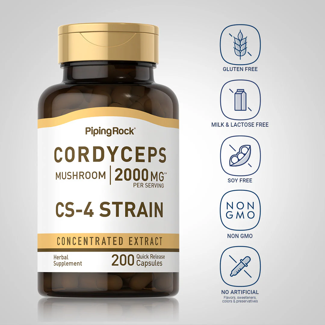Cordyceps Mushroom, 2000 mg (per serving), 200 Quick Release Capsules, 2  Bottles - Image 5