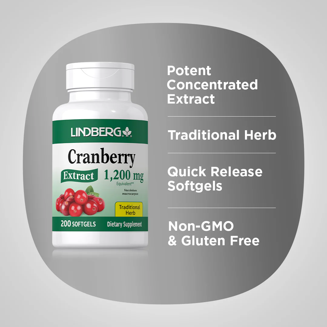 Cranberry Extract, 1200 mg, 200 Softgels, 2  Bottles - Image 3