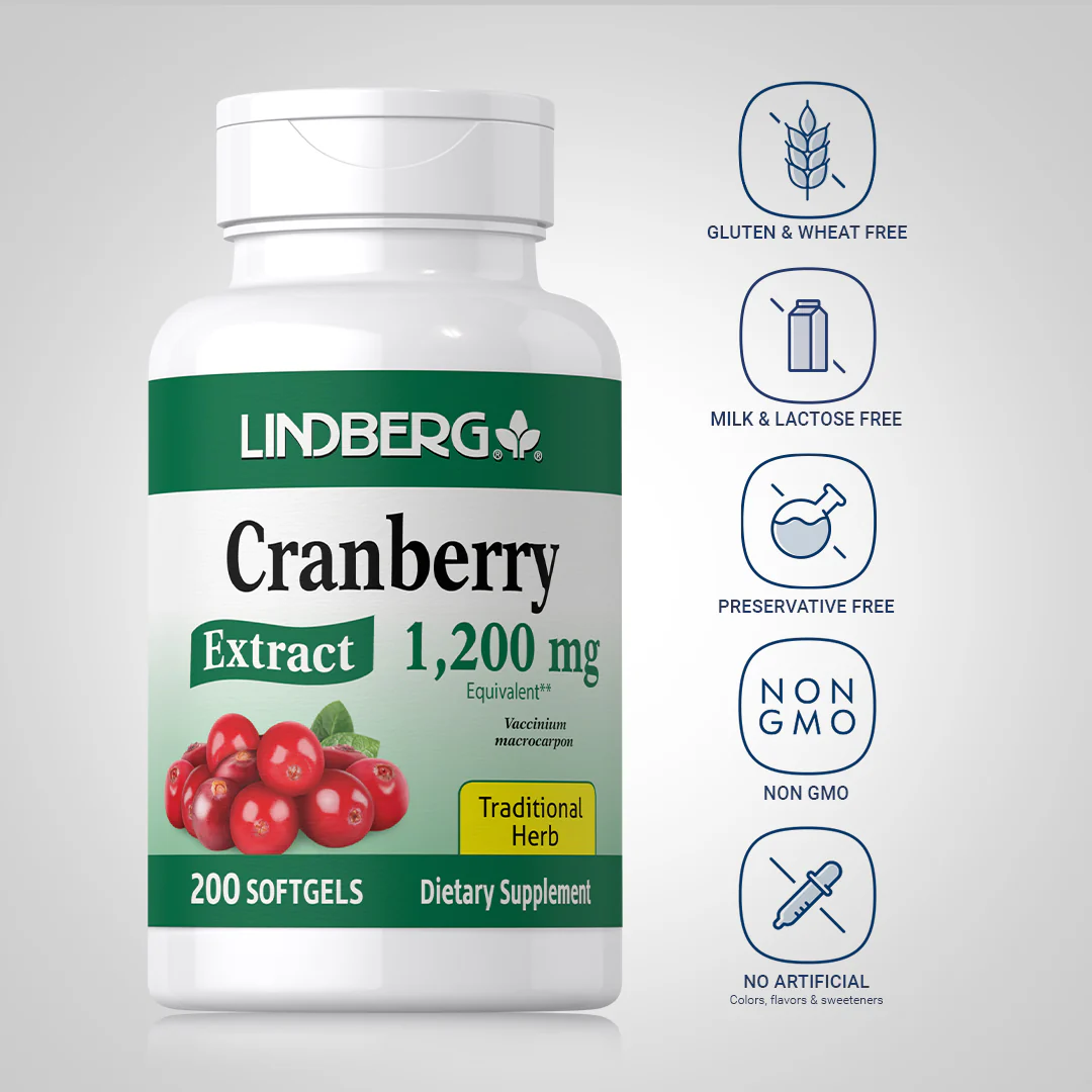 Cranberry Extract, 1200 mg, 200 Softgels, 2  Bottles - Image 4